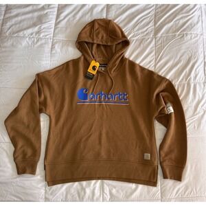 New Womens Carhartt Tencel Fiber Series Loose Fit Hoodie Size Medium Brown NWT